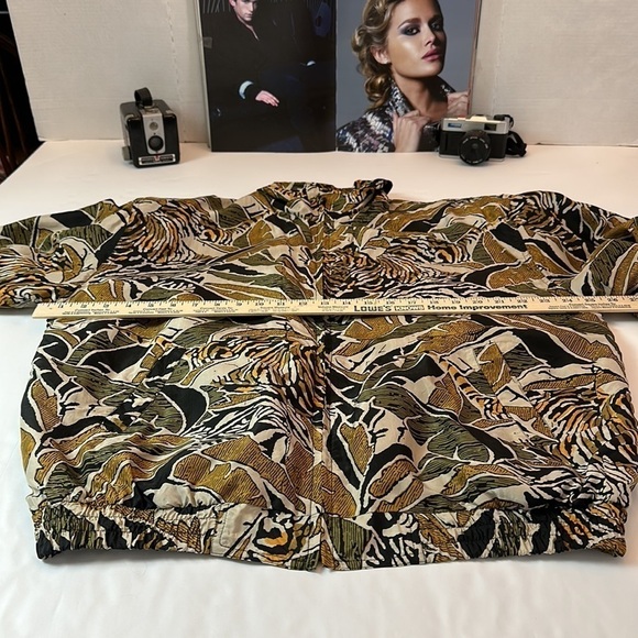 Vintage Atlantic Beach 100% silk tropical and tiger print bomber jacket set - Picture 10 of 14